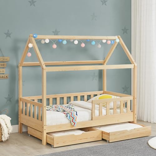 Juskys Kinderbett Marli 90 x 200 cm mit Bettkasten 2-teilig,...