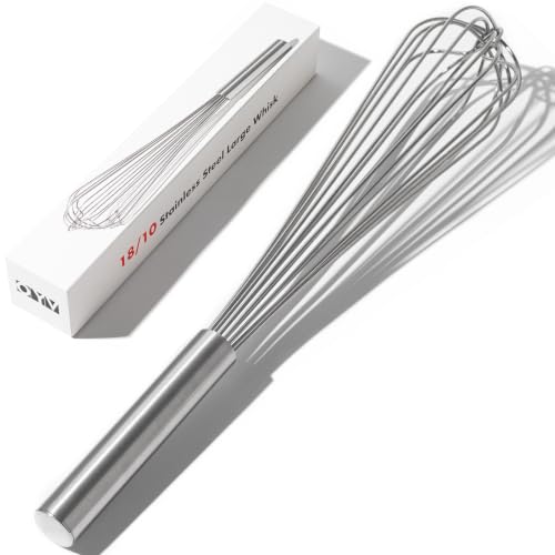 Image of OYV 18 /10 Stainless Steel Large Whisk, 17 inch Commercial Heavy Duty Whisk for Whipping Eggs, Mixing Batter, Making Sauces, Long Wisk Dishwasher Safe