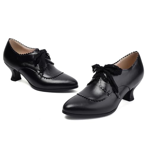 Vintage Oxford Heels for Women Retro Wingtip Brogues2