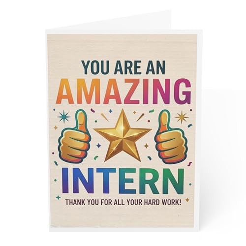 J&J'S TOYSCAPE Intern Thank You Card, Thank You for Your Hard Work Appreciation Card for Student Intern or Team Member, 5x7 Blank Inside (Amazing)