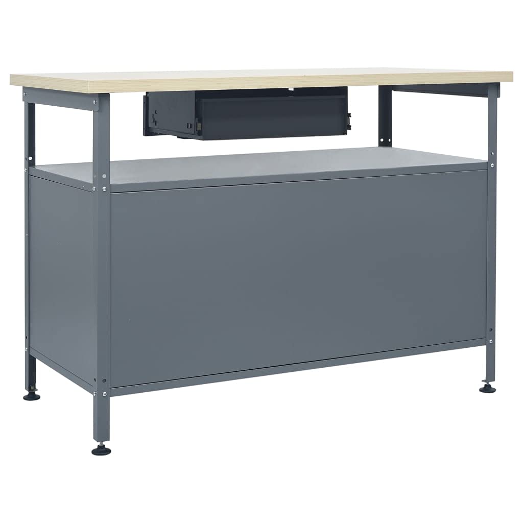 vidaXL Banco de Trabajo Garaje Superficie Grande Herramientas de Trabajo Mesa Estación Plataforma Estable de Acero Negro 120x60x85 cm