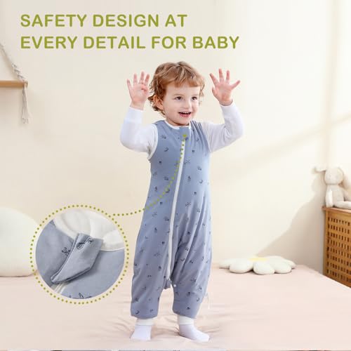 Image of Super Soft Winter 2.5 TOG Sleep Sack with Feet, 100% Cotton Warm Toddler Sleeping Sack with Legs, Ocean, Size M