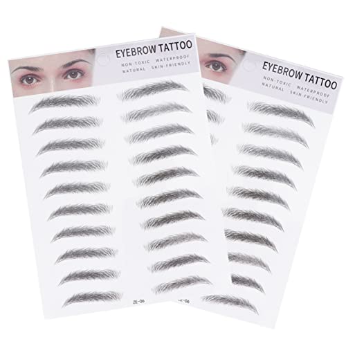 PACKOVE 2個仮眉毛シール ブラック 男女兼用 簡単貼るだけ 時短メイク 自然な仕上がり 薄眉用アイブロウツール