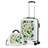 ITACA - Maletas De Viaje Cabina 55x40x20 Equipaje De Mano Avion Trolley Cabina Duradero Ligero Ruedas Silenciosas con Neceser. Candado de Combinación, Blanco Aguacate