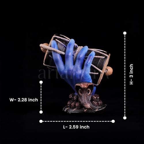 Image of Artarium Resin Religious Shiva Damru Idol Lord Shiv Hand Statue Shivji Murti Sheshnag Damroo Decorative Showpiece for Car Dashboard Pooja Room Home Decor (Shiva Damru Blue 3 Inch)