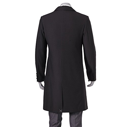 HBDesign Mens 3 Piece 1 Button Black Long Pattern Suit Jacket+Beige Vest+Grey Striped Pants4