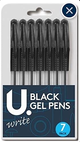7 x Pennine U.Write School Office Home Smooth Flow Gel Ink Soft Grip Pens Retail Packed 7 Pack Black