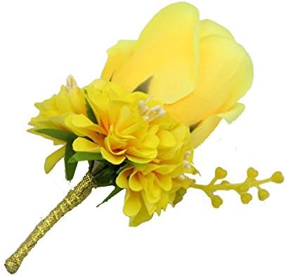 WeddingBobDIY Boutonniere Buttonholes Groom Groomsman Best Man Rose Wedding Flowers Accessories Prom Suit Decoration Yellow