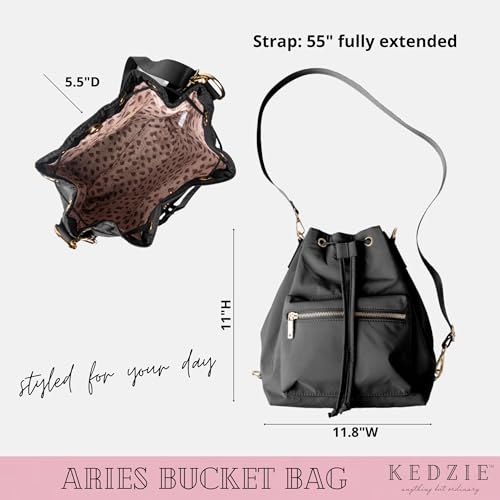Image of KEDZIE Aries Convertible Bucket Bag 3-Way Backpack Crossbody Strap Purse for Women