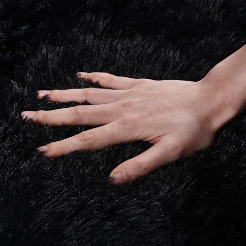 8x10 Area Rugs for Living Room, Ultra Soft Large Shag Black Bedroom Rug Upgrade Non-Slip Plush Modern Fluffy Carpet for Kids Boys Girls Room Home Decor Aesthetic