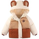 JELEUON Little Girls Boys Winter Warm Cartoon Zipper Cute Bear Ears Hoodie Jacket Down Puffer Coat Outwear 90