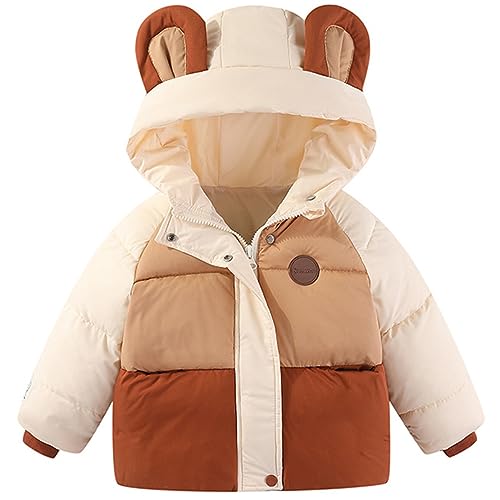 JELEUON Little Girls Boys Winter Warm Cartoon Zipper Cute Bear Ears Hoodie Jacket Down Puffer Coat Outwear 90