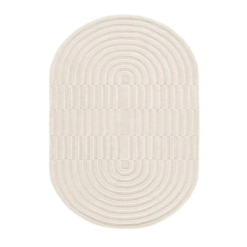 Tapete ovalado de lana Harrods blanco 6 x 4 pies miniatura 4