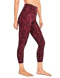 CRZ YOGA Femme Legging de Sport Elastique Pantalons Taille Haute pour Gym avec Poche-53cm Serpent rouge-21'' 42