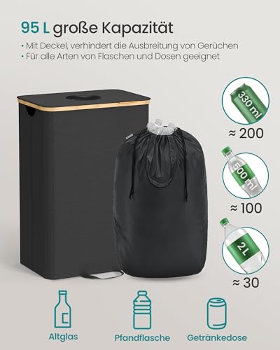 SONGMICS Pfandflaschen-Sammelbehälter, 95 L, Flaschensammler Leergut – Ansicht 3