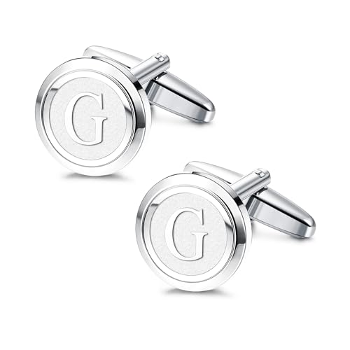 Image of LOYALLOOK Initial Gold Cufflinks for Men Gold Cuff Links Personalized Copper CuffLinks Letter Cufflinks Gift for Groom Husband Father