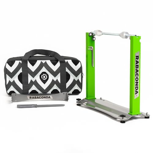 Rabaconda Motorcycle Wheel Balancer Stand - Portable Durable and Easy-to-Use for Perfect Tire Balance Includes Wall Mount Brackets for Bench or Wall Use