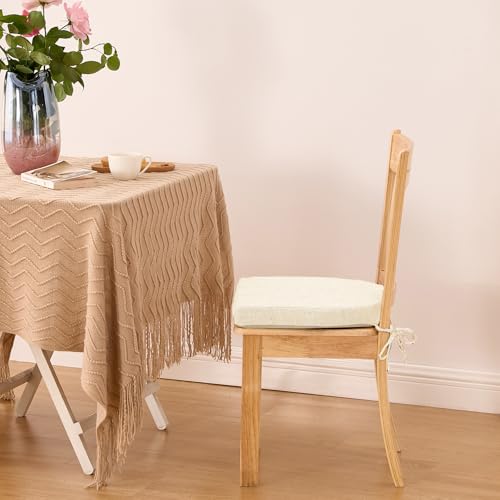 Image of IPYNBAP Chair Cushions for Dining Chairs, Kitchen Chair Cushions, 16'' x 16'' x 2'', Non Slip Indoor Seat Cushions, Chair Pads for Dining Chairs with Ties & Removable Cover, Set of 2, Beige