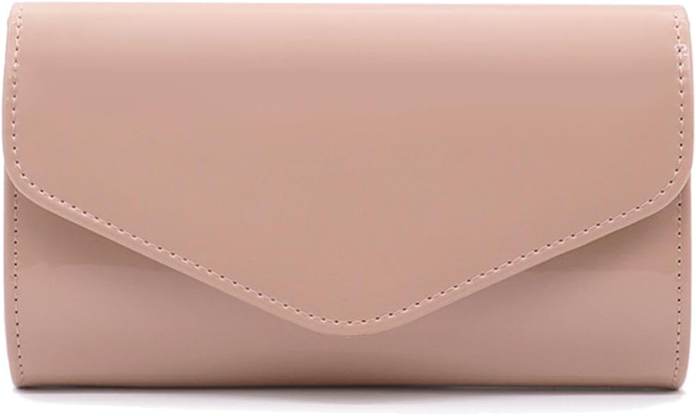 Aebecede Patent Leather Envelope Clutch Purse Shiny Shoulder Bag Candy Chain Evening Bag Elegant Handbag
