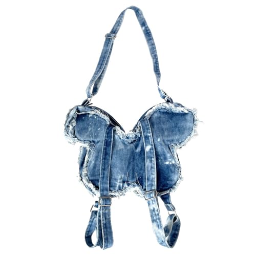 Butterfly Shape Bag Denim Purses for Women Big Shoulder Bags Novelty Grunge Backpack Butterfly Purse4