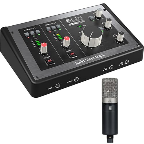 Solid State Logic SSL 2+ MKII - 2x4 USB Audio Interface Bundle with Slate Digital VMS ML-1A Large-diaphragm Condenser Modeling Microphone