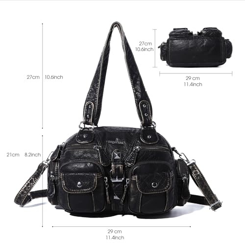 Image of Angel Kiss Hobo Crossbody Purses for Women Shoulder Bag Multipocket Soft Hobo Purses Removable Strap Leather Handbags