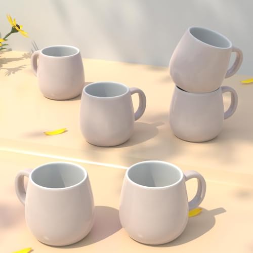 Image of The Earth Store Handcrafted Lavender Ceramic Ovule Shape Chai /Tea Cups Serving Tea Cups Set of 6 | Microwave and Dishwasher Safe | Ideal for Friends, Anniversary, Birthday, Office (190) ML Each