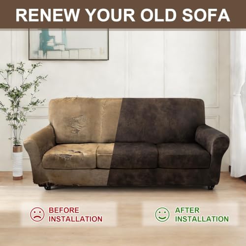 ANARACHON 4-Piece Leather-Look Sofa Cover