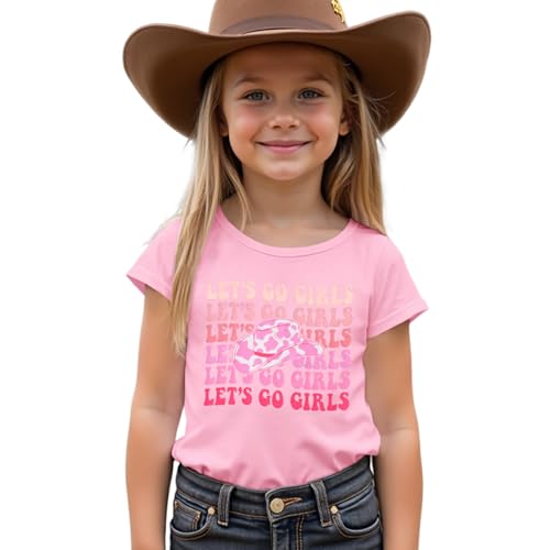CM C&M WODRO Toddler Baby Girls Western Cowgirl T-Shirt Lets Go Girls Graphic Tee Shirt Kids Short Sleeve Rodeo Summer Tops