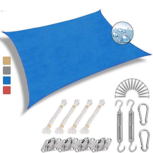 Preisvergleich Produktbild NOLOGO Sonnensegel Wasserdicht 4x6m Wetterschutz Wasserabweisend, sonnensegel Rechteckig Sonnenschutz UV Schutz, für Schwimmbäder, Partys, Blau