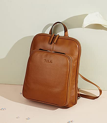 Image of BOSTANTEN Genuine Leather Backpack Purse Casual College Travel Bags for Women