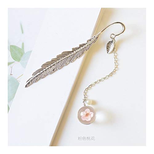 HGWZLQ Pendentif en Cristal Bookmark Feuilles métalliques Style Chinois Bookmark Pendentif Fleur Bookmark Chanceux Dried étudiants Cadeau Papeterie Gift (Color : B) Cover