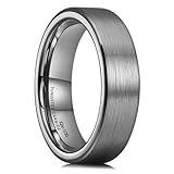 King Will 6mm Tungsten Wedding Rings for Men Gunmetal Plated Pipe Cut Brushed Men's Wedding Band Gifts for Him Size 7-14 Comfort Fit 10