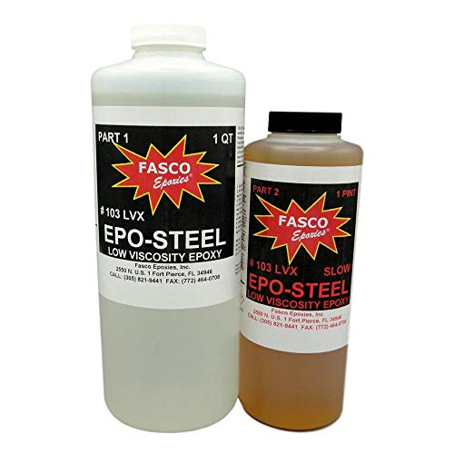 Fasco Epoxies #103LVX 2:1 Marine Grade Epoxy for Fiberglass, Cloth, Wood, Boat Building and Repair (3 Pint Kit Slow Hardener)