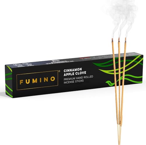 Fumino® Clavo de Manzana y Canela Incienso Fresco Hecho a Mano 14 Varillas por Caja (15g) Fragancia de Humo Masala Agarbatti Joss para la Relajación, Meditación, Antiestrés - Decoración de Hogar