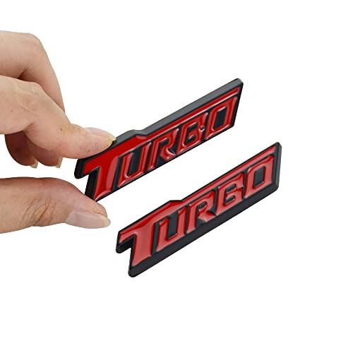 Image of 2 Pack Universal Metal Turbo Badge Emblem Car Auto Fender Trunk Tailgate Decal Sticker (Black Red)