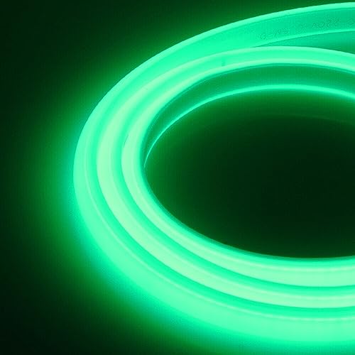 XUNATA 0.5m LED Neon Flexible 220V, Alto brillo 288 LED/m Tira de LED COB con Cable de Alimentación, Cada Corte de 50 cm, IP65 Impermeable, Luz de Cuerda- Verde