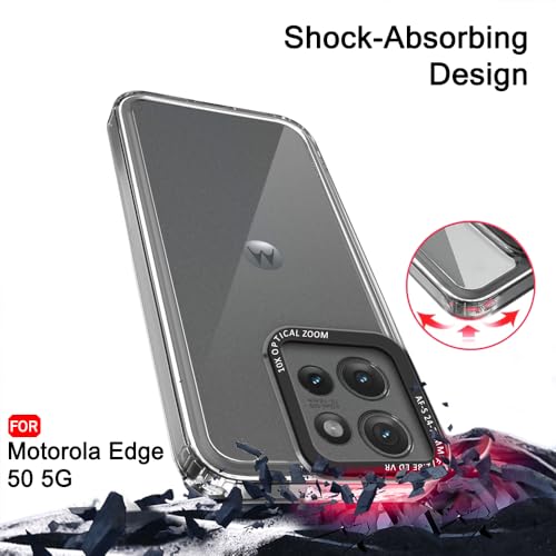 Image of TheGiftKart Hybrid Shockproof Back Cover Case for Motorola Moto Edge 50 5G | Stylish Camera Border | Electroplated Buttons | Crystal Clear Hard Back Cover Case (TPU & PC, Smoked Bumper)