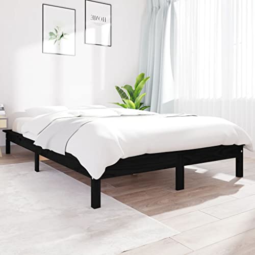 Yunir Marcos de Cama Dobles, Marco de Cama Tamaño Queen de Madera de Pino con Soporte de Listones, Marco de Cama con Plataforma de Madera, Almacenamiento Debajo de la Cama, 180x200cm,