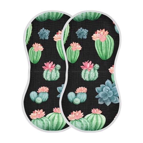 xigua Watercolor Cacti Baby Burp Cloths for Newborn Boys and Girls 4 Pack, Soft & Absorbent Cotton Baby Burp Cloth, Baby Washcloths, Newborn Towel, Burp Rags2