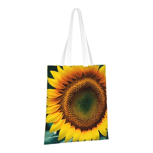 You Are My Sunshine Sunflower Print Reusable Canvas Tote, Shopping Bag With Handles For Daily And Grocery Use2