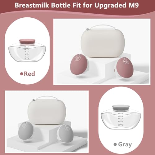 Image of 1 Pack Breastmilk Collection Replacement Accessories for Momcozy Upgraded Mobile Flow M9, Upgraded M9 Milk Container with Red Silicone Cap, Not Mom Cozy Original Parts