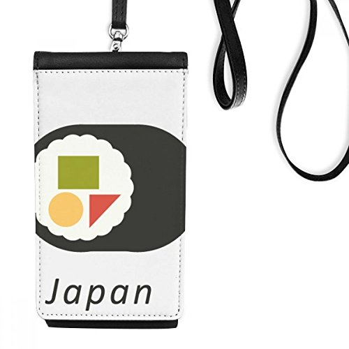 Bourse smartphone en faux cuir noir au style maki japonais