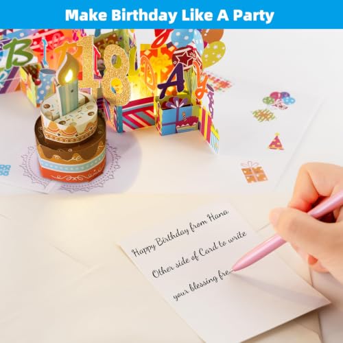 Image of 18th Pop-Up Musical Birthday Card with Blowable LED Candle for Young Adults