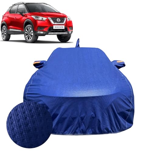 Image of Car Cover for Nissan Kicks (2019-2023) | 100% Waterproof Cover with Antenna & Reflective Mirror Pockets | Dustproof, Scratchproof, Heatproof Kicks Car Cover |Soft Cotton Lining| Blue