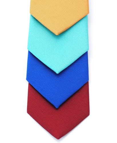 Image of Skinny Solid Ties for Men, 2.5 inch Slim Plain Neckties 4-Pack