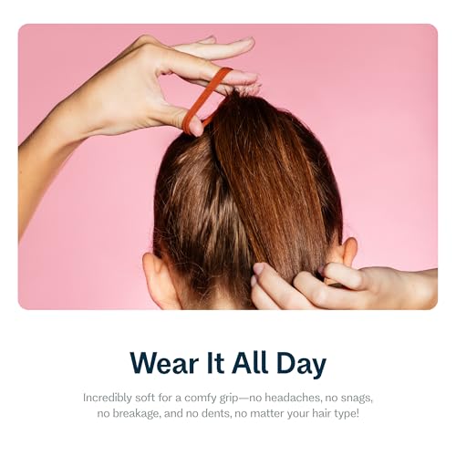 Image of Gimme Beauty Fine Hair Elastic Bands - Slim-Fit Elastic Ties for Fine, Brittle, or Bleached Hair - No-Dent, Gentle-Grip Ponytail Holders for All-Day Comfort - 12 Pack, Red