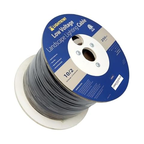 Lightkiwi 10/2 Direct Burial Wire for Low Voltage Landscape Lighting - 250 Feet - Outdoor Underground Stranded Cable for Spotlight, Pathway Lighting,Speaker - Weatherproof, ETL Listed Cover