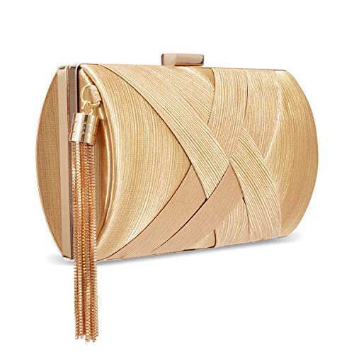 zebrum Bolso de mano de noche para mujer, bolso de mano de diseñador para fiesta, boda, bolso de mano, Elegante borla dorada, Talla única zebrum Bolso de mano de noche para mujer, bolso de mano de diseñador para fiesta, boda, bolso de mano, Elegante borla dorada, Talla única