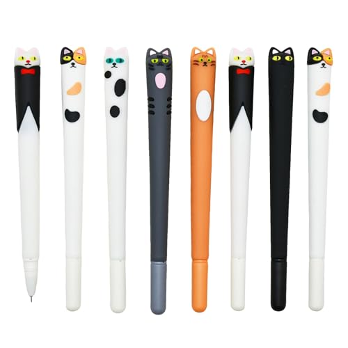 Bolígrafos gel negro Maydahui pack x8 gatos 0.5mm